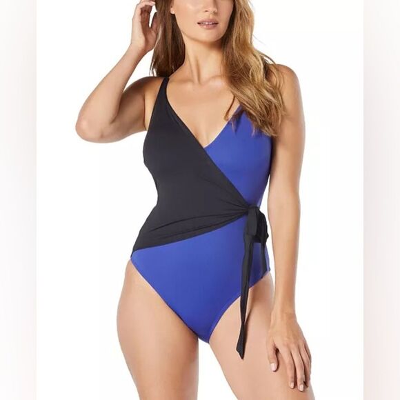 NWT COCO REEF Contours | Colorblocked Surplice Tummy Control One Piece Swimsuit - Picture 1 of 7